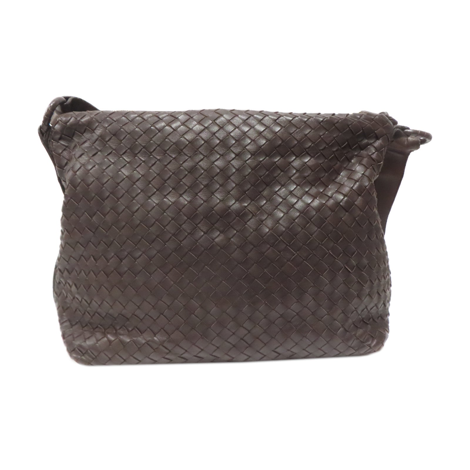 BOTTEGA VENETA 織紋皮革Shoulder Bag金扣肩背袋啡色