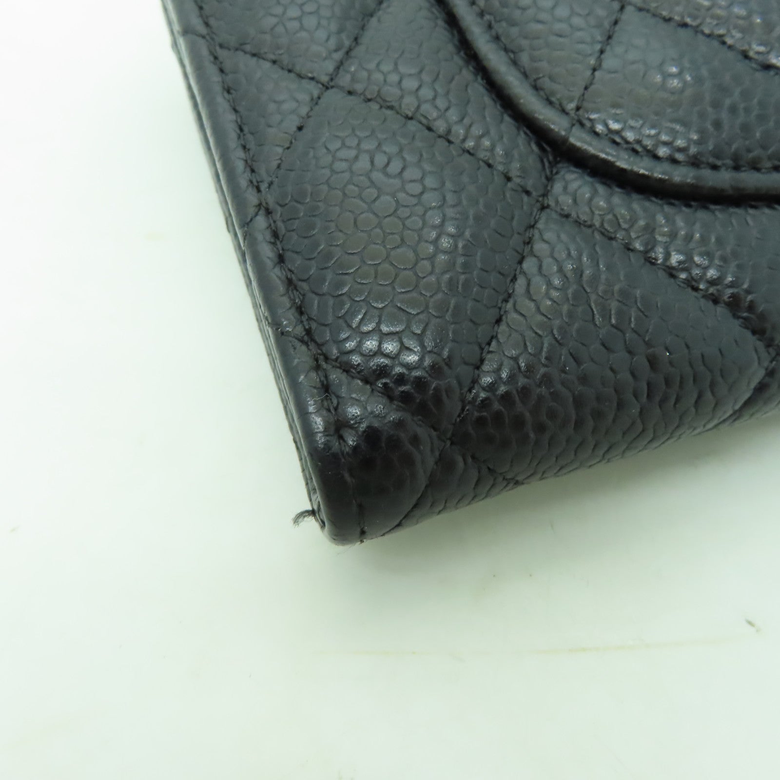 CHANEL Caviar皮革Long Wallet金扣長錢包黑色