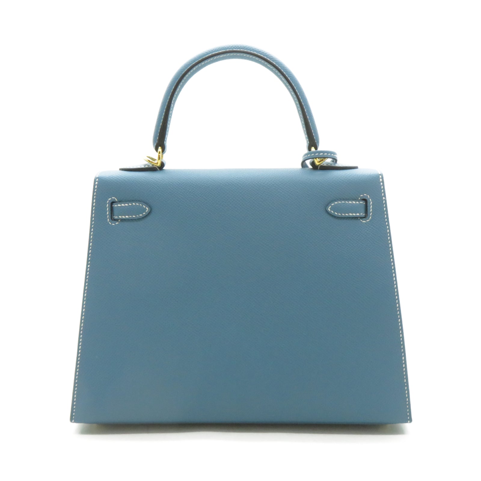 HERMES Epsom皮革Kelly 25金扣手挽肩背兩用袋New Bleu Jean新牛仔藍色