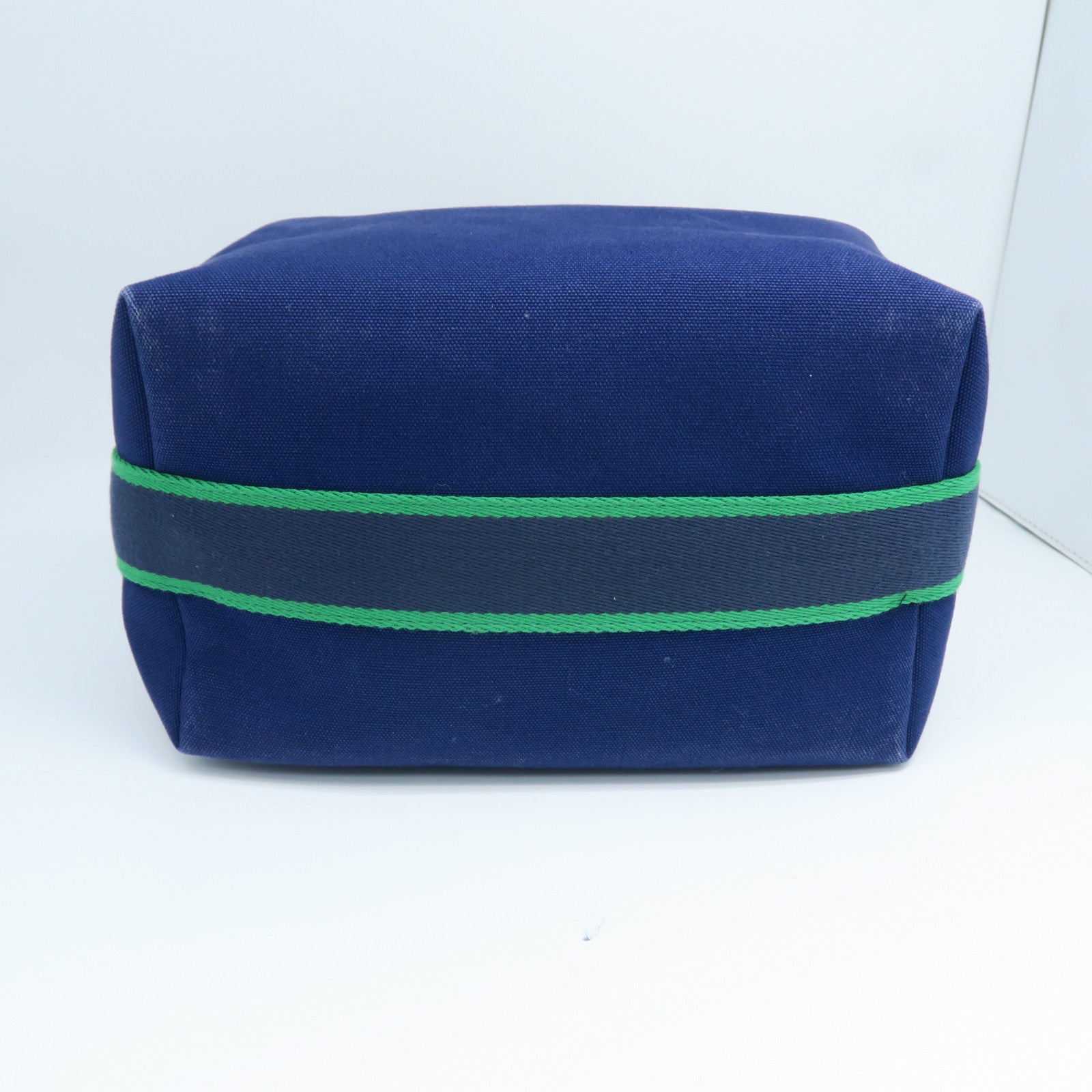 HERMES Canvas Bride A Brac GM Silver Button Handle Bag Blue/Green