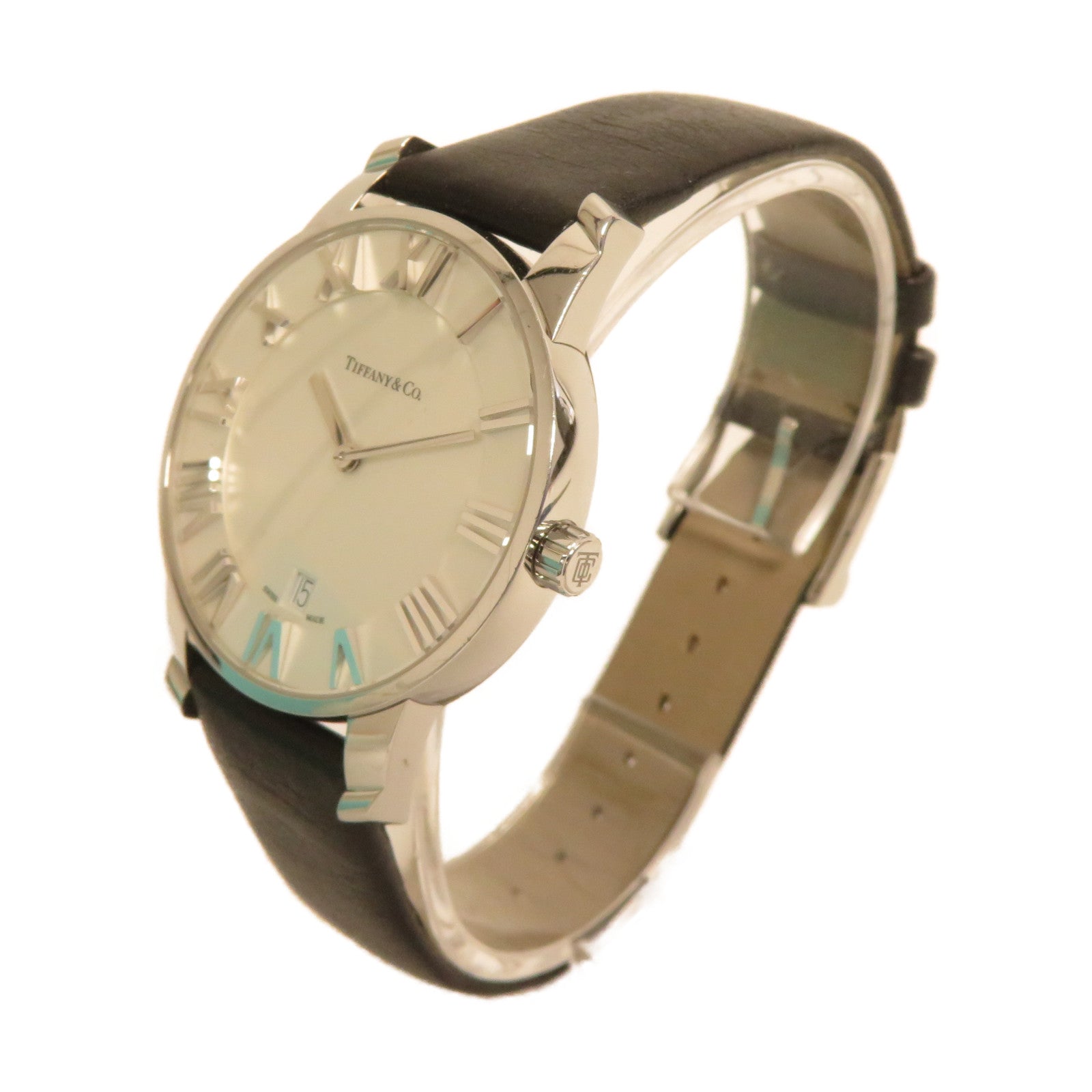 TIFFANY＆CO Atlas Watch不鏽鋼手錶石英機芯白色