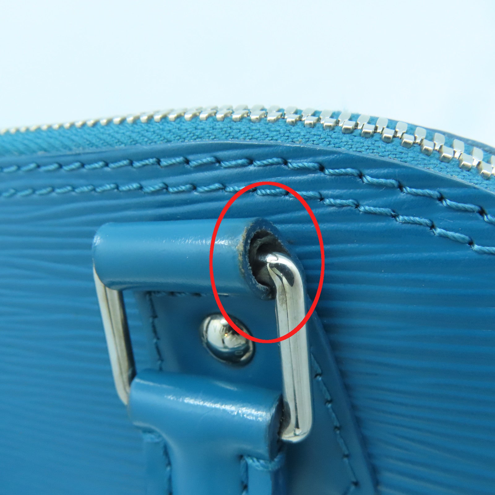 LOUIS VUITTON Epi Alma BB Silver Buckle Handle Shoulder Backpack Blue