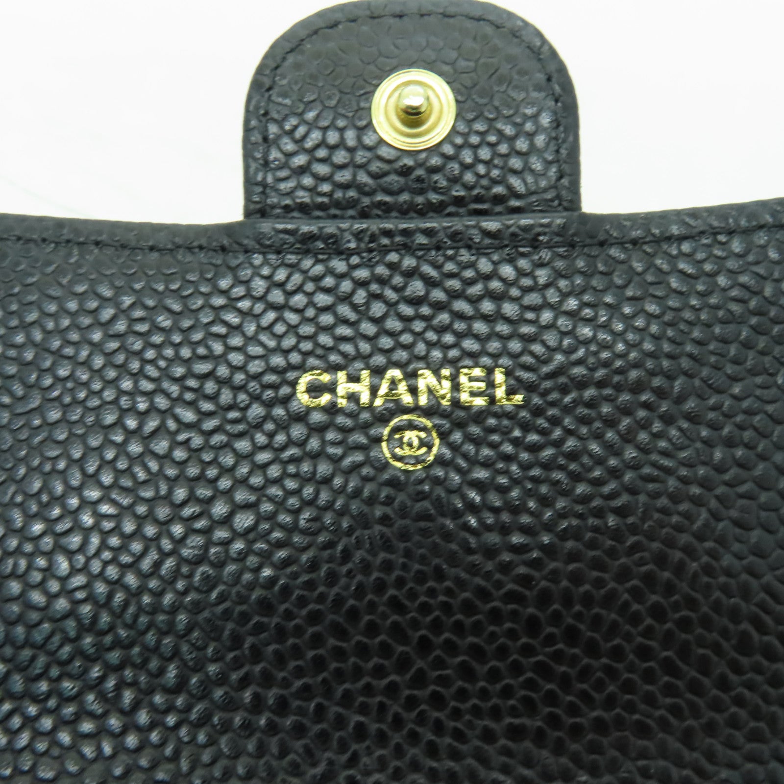 CHANEL Caviar皮革Long Wallet金扣長錢包黑色
