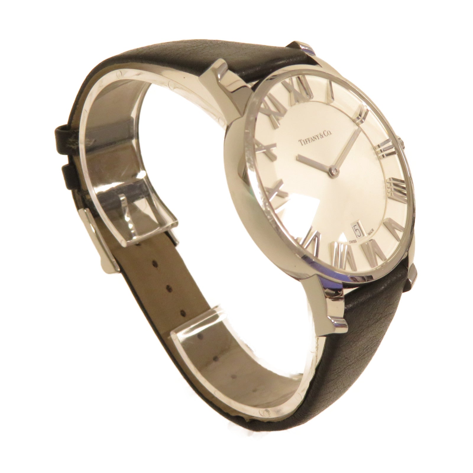 TIFFANY＆CO Atlas Watch不鏽鋼手錶石英機芯白色