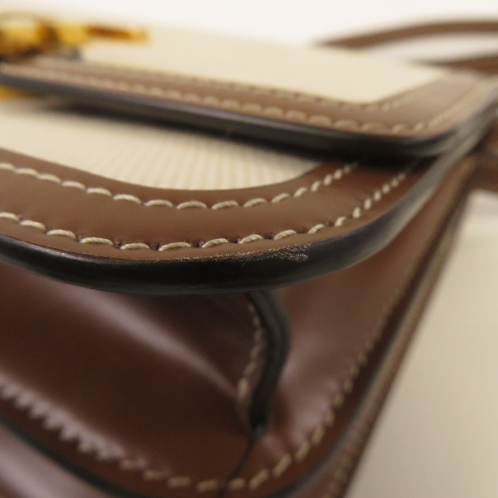BURBERRY 帆布/皮革Shoulder Bag金扣肩背袋米色/啡色