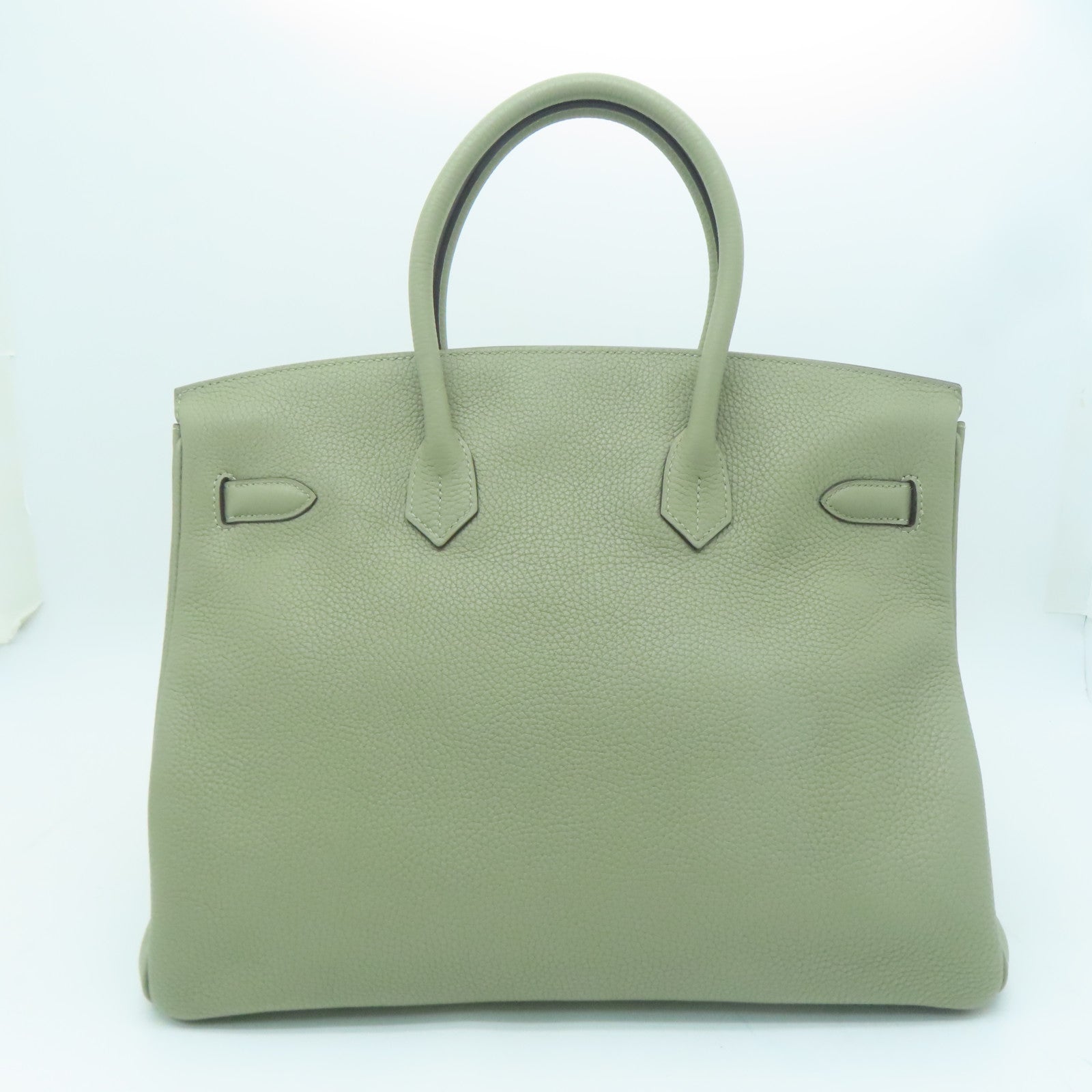 HERMES 【激減優惠】Clemence皮革Birkin 35銀扣手挽袋鼠尾草色
