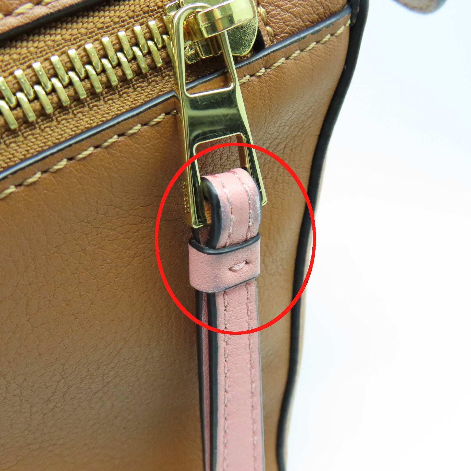 LOEWE 牛皮皮革Puzzle Small金扣手挽肩背兩用袋啡色粉紅色