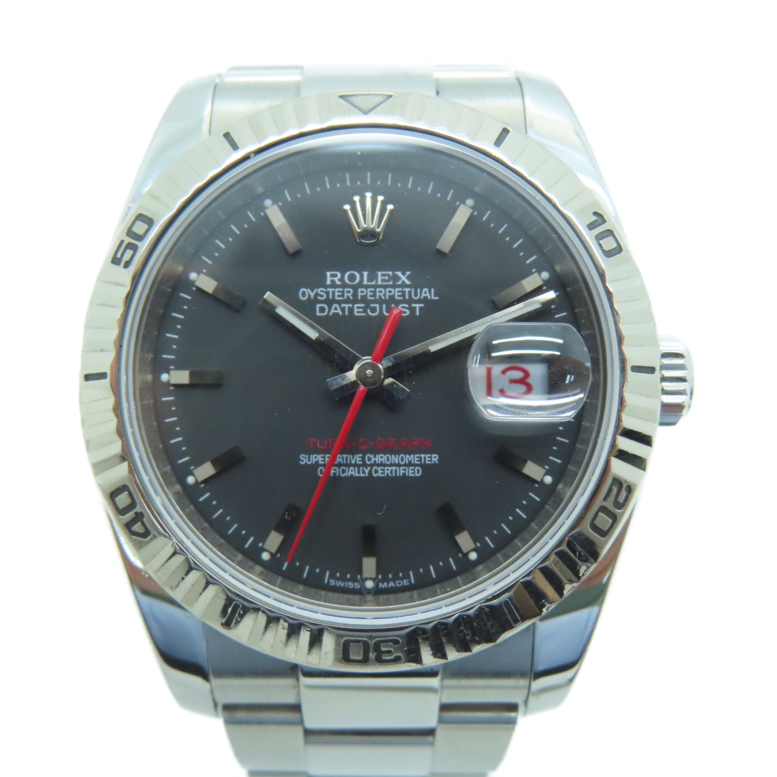 ROLEX Turn-O-graph不鏽鋼/18K白金手錶自動機芯黑色