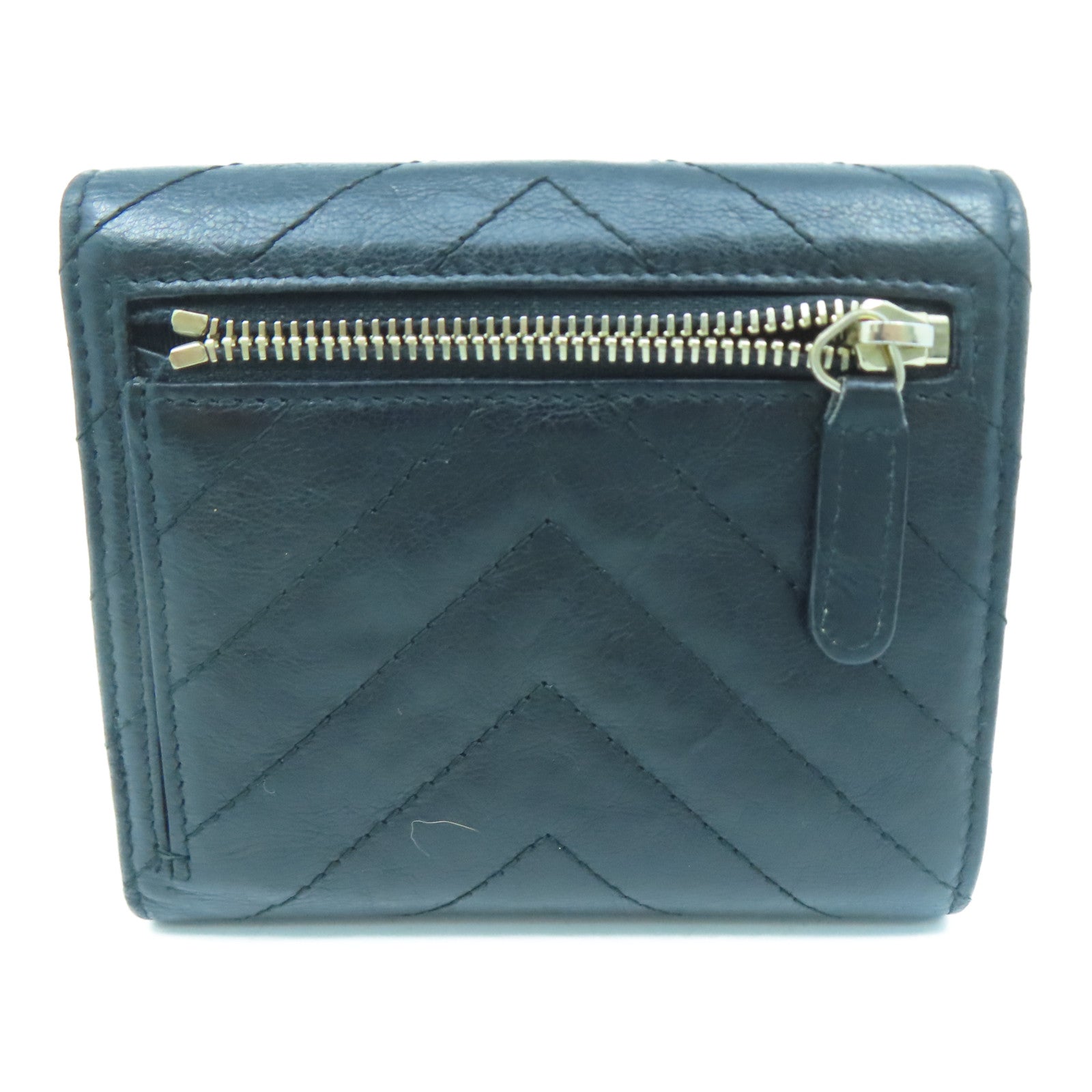CHANEL 牛皮皮革Wallet金扣錢包黑色