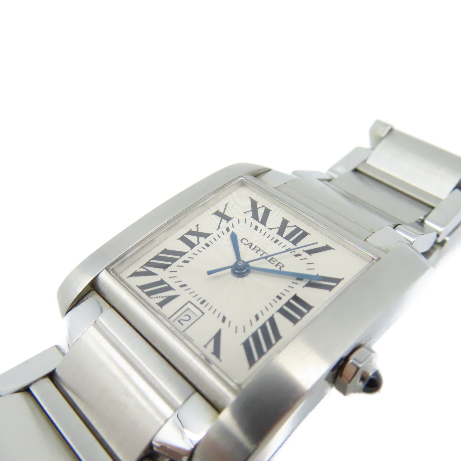 CARTIER Tank Francaise LM Watch不鏽鋼自動機芯手錶白色/銀色