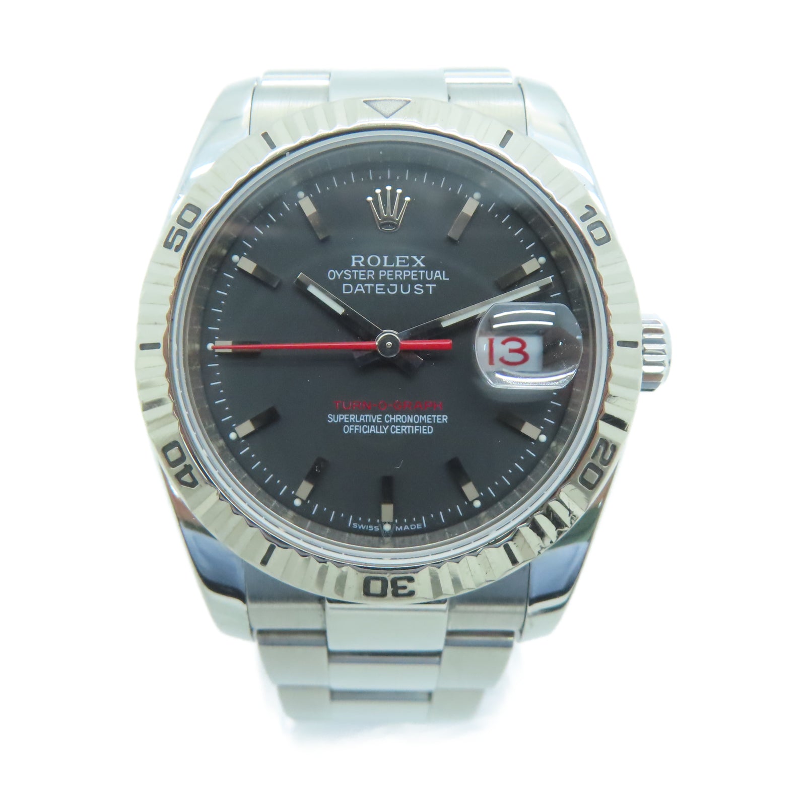 ROLEX Turn-O-graph不鏽鋼/18K白金手錶自動機芯黑色