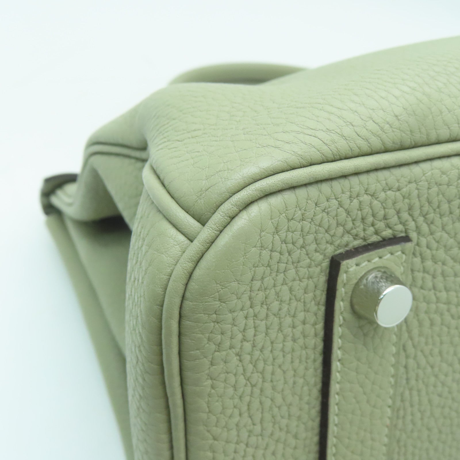 HERMES 【激減優惠】Clemence皮革Birkin 35銀扣手挽袋鼠尾草色