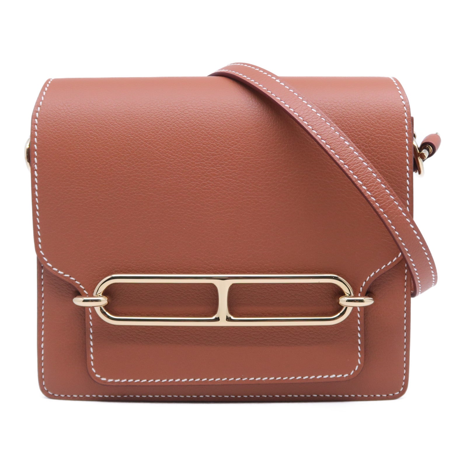 HERMES Evercolor皮革Mini Roulis金扣肩背袋啡色