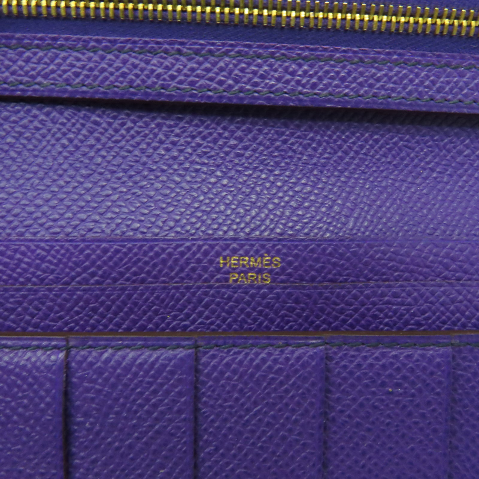HERMES 【激減優惠】Epsom皮革Bearn Wallet金扣長錢包紫色