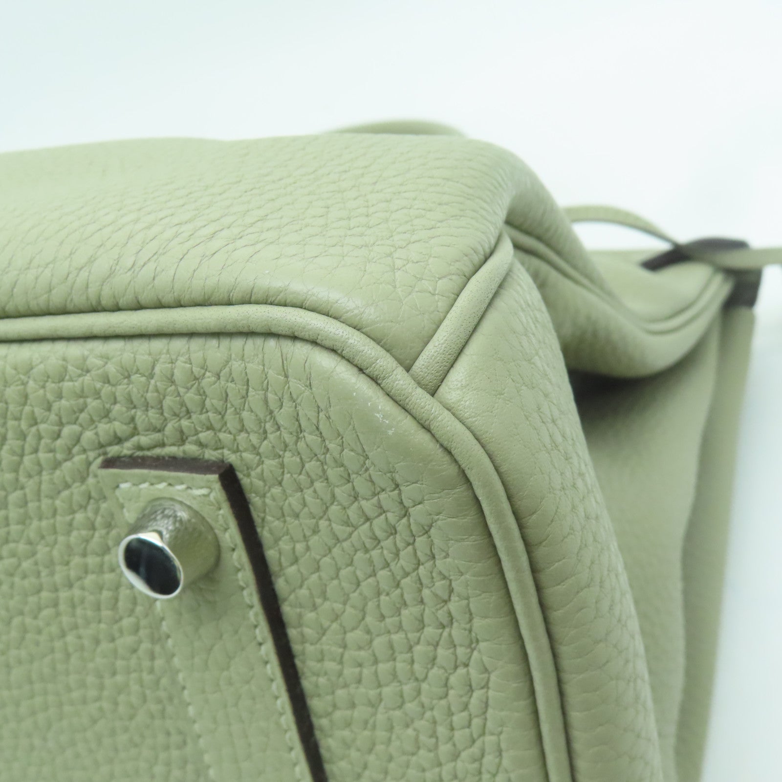 HERMES 【激減優惠】Clemence皮革Birkin 35銀扣手挽袋鼠尾草色