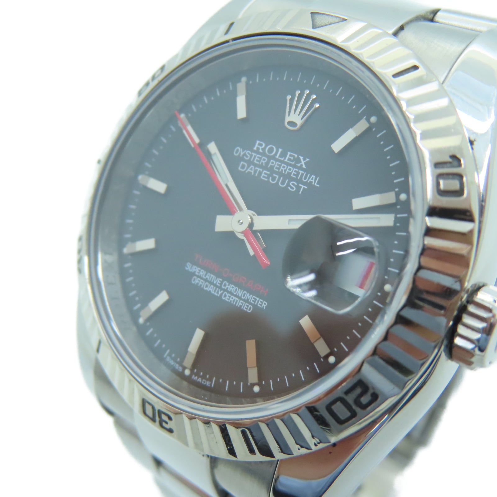 ROLEX Turn-O-graph不鏽鋼/18K白金手錶自動機芯黑色