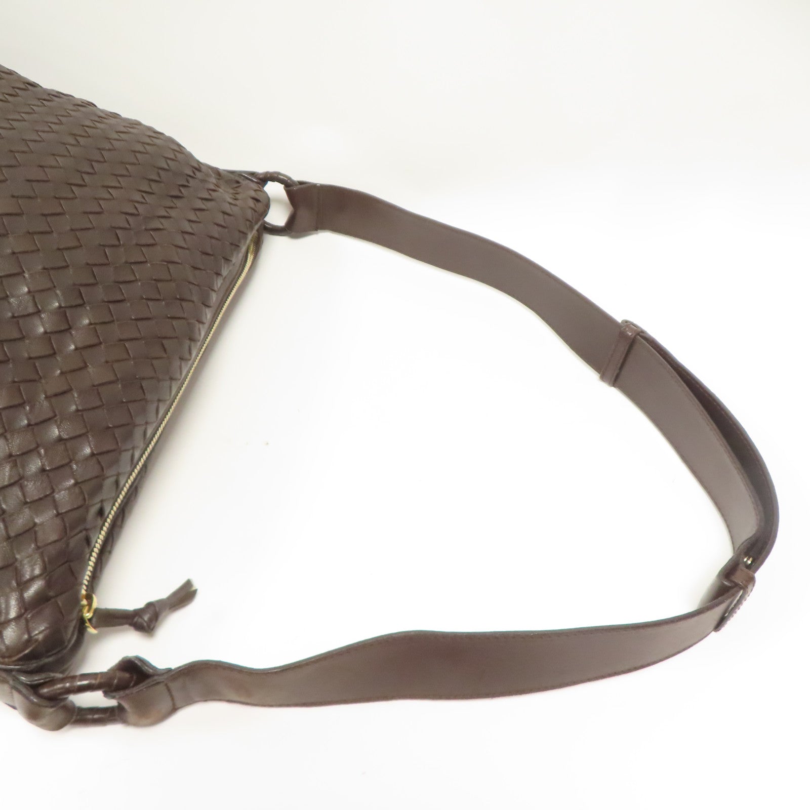 BOTTEGA VENETA 織紋皮革Shoulder Bag金扣肩背袋啡色