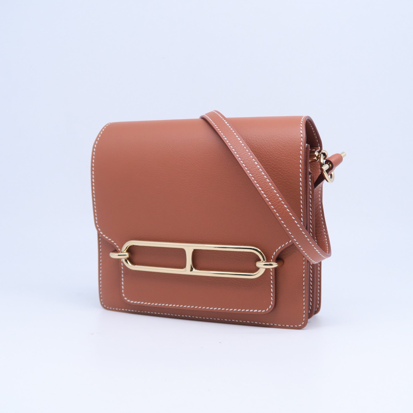 HERMES Evercolor皮革Mini Roulis金扣肩背袋啡色
