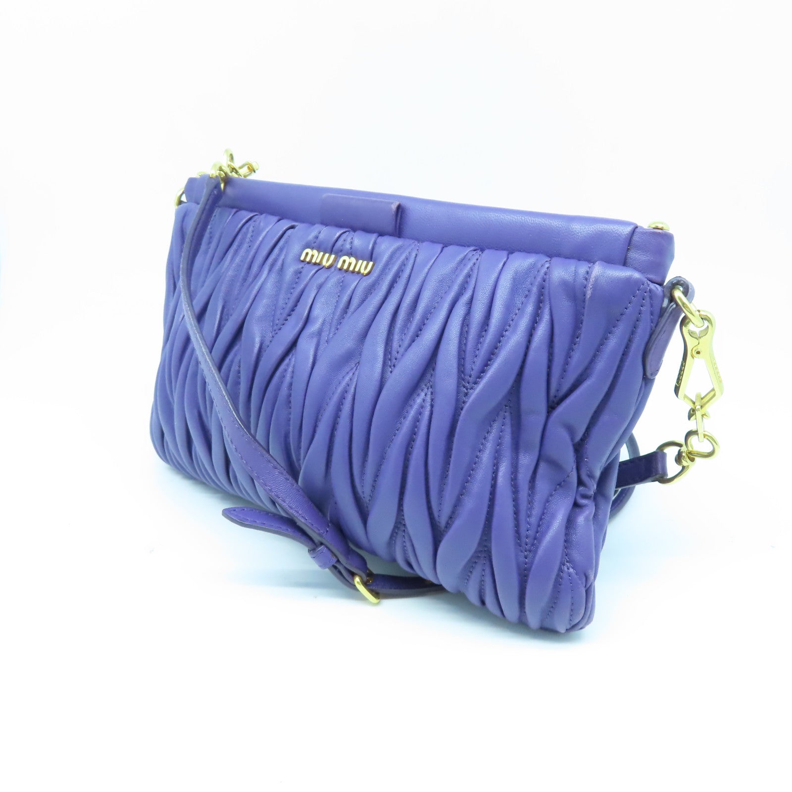 Miu Miu 羊皮皮革Shoulder Bag金扣鏈帶肩背袋剪紙