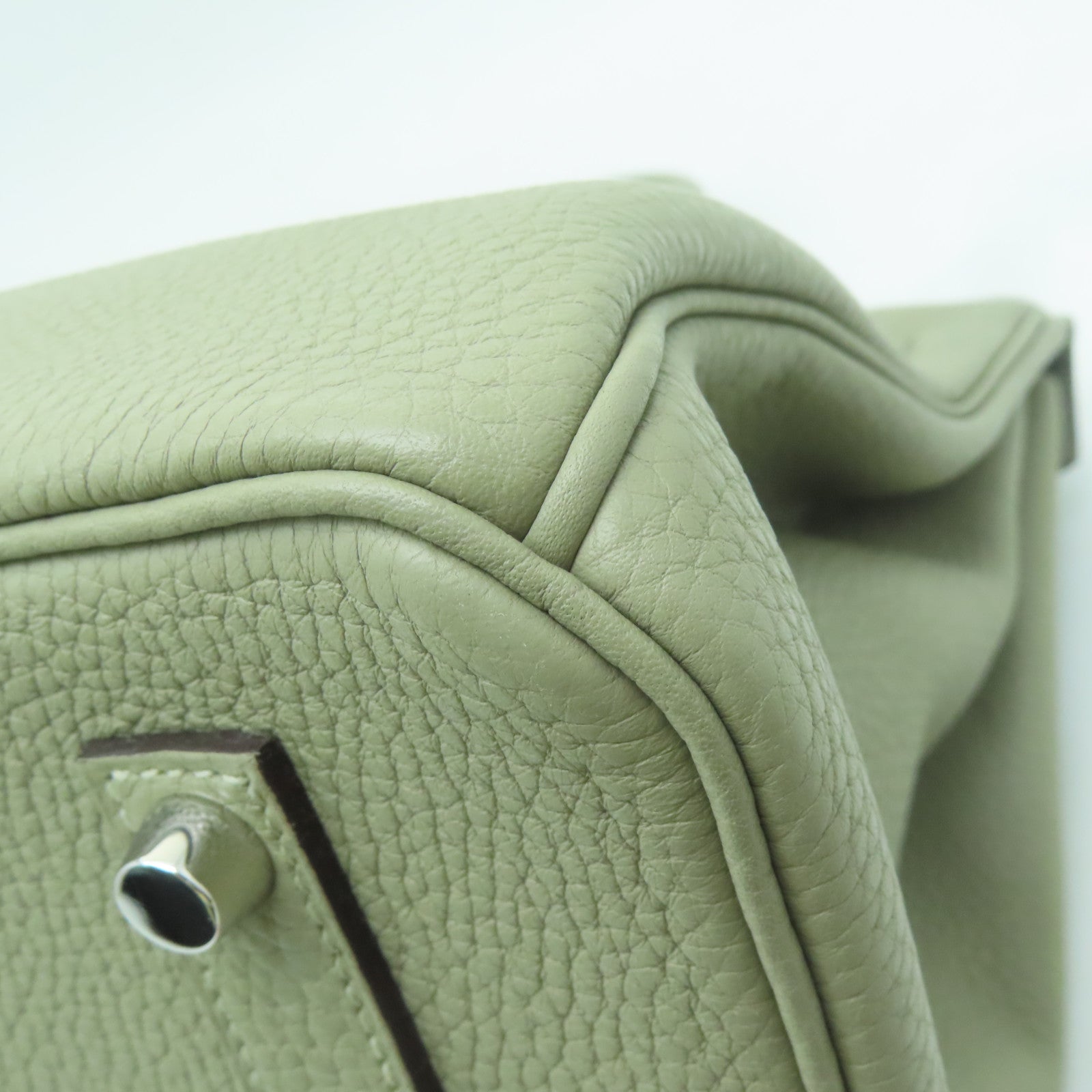HERMES 【激減優惠】Clemence皮革Birkin 35銀扣手挽袋鼠尾草色