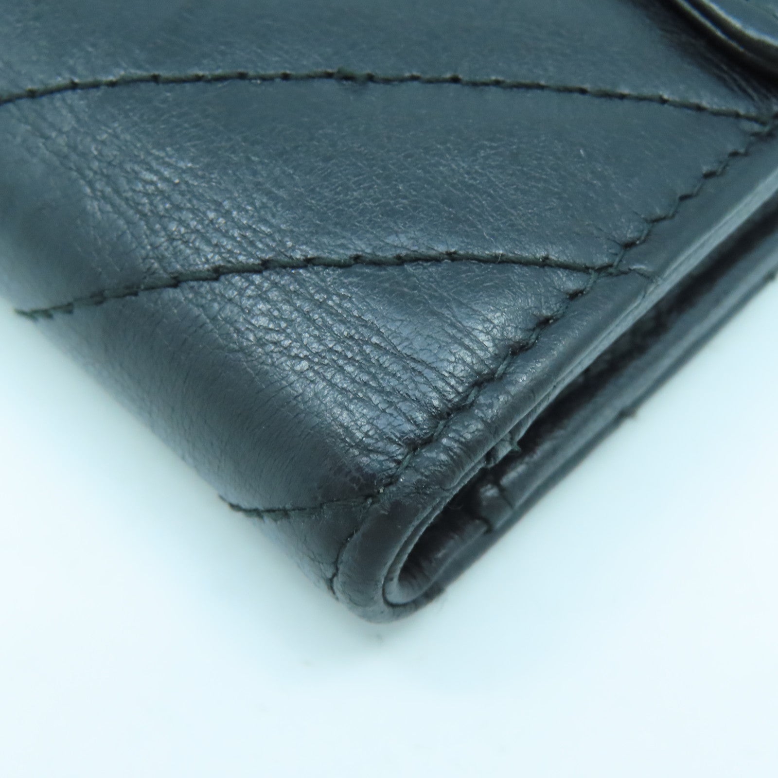 CHANEL 牛皮皮革Wallet金扣錢包黑色