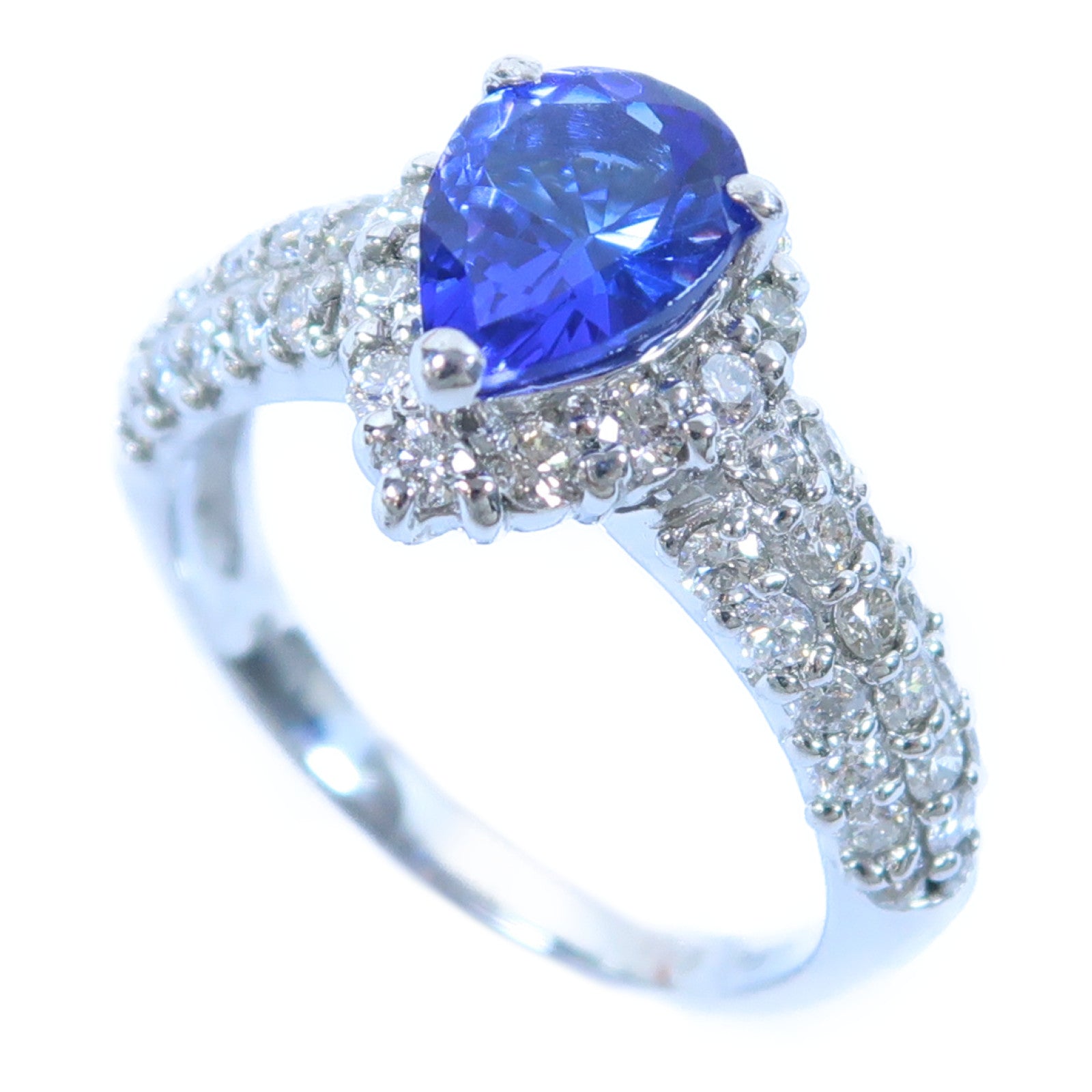 JEWELRY PT950鉑金Tanzanite Ring 1.15ct丹泉石/0.87ct鑽石戒指US#5.5