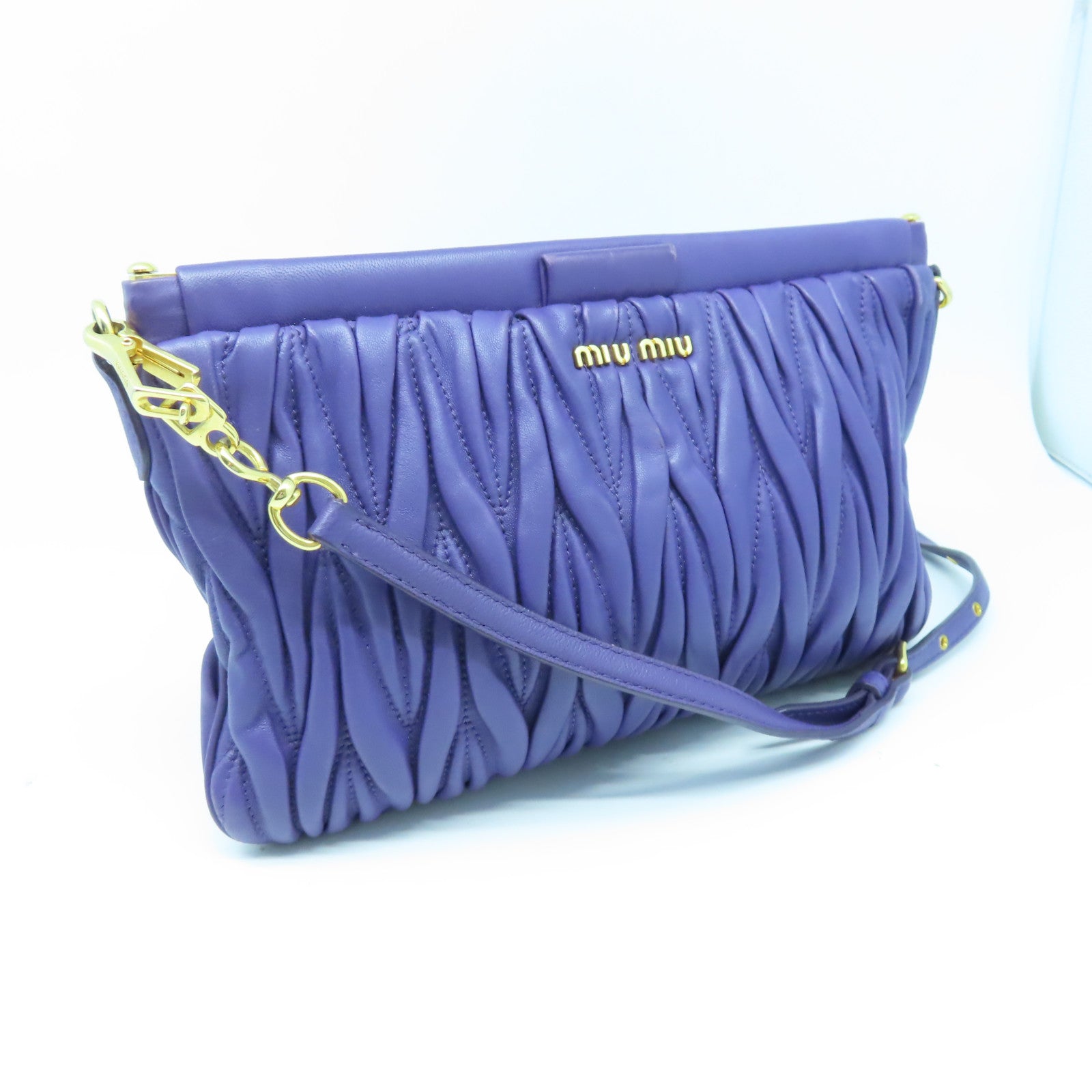 Miu Miu 羊皮皮革Shoulder Bag金扣鏈帶肩背袋剪紙