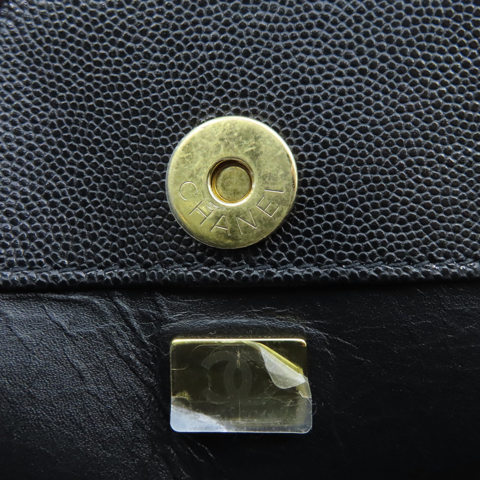 CHANEL 菱格Caviar皮革Matelasse Shoulder Tote Bag金扣肩背袋黑色