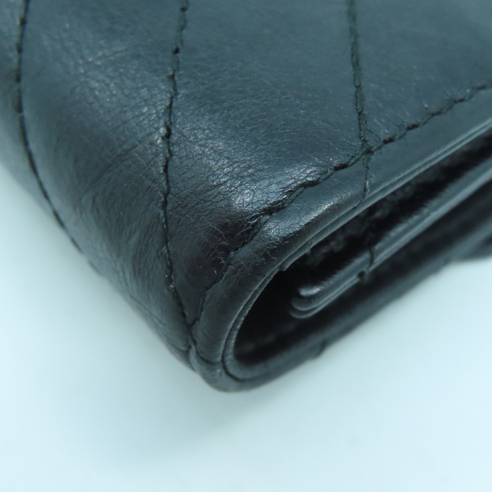 CHANEL 牛皮皮革Wallet金扣錢包黑色