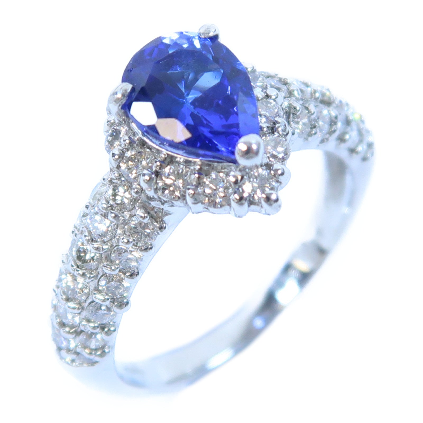 JEWELRY PT950鉑金Tanzanite Ring 1.15ct丹泉石/0.87ct鑽石戒指US#5.5