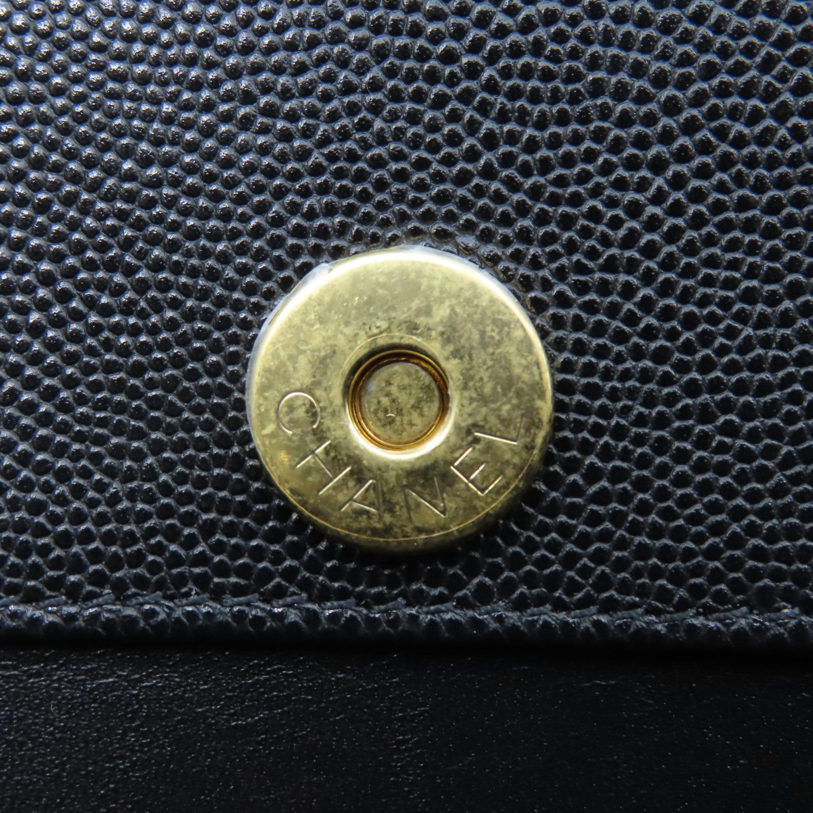 CHANEL 菱格Caviar皮革Matelasse Shoulder Tote Bag金扣肩背袋黑色