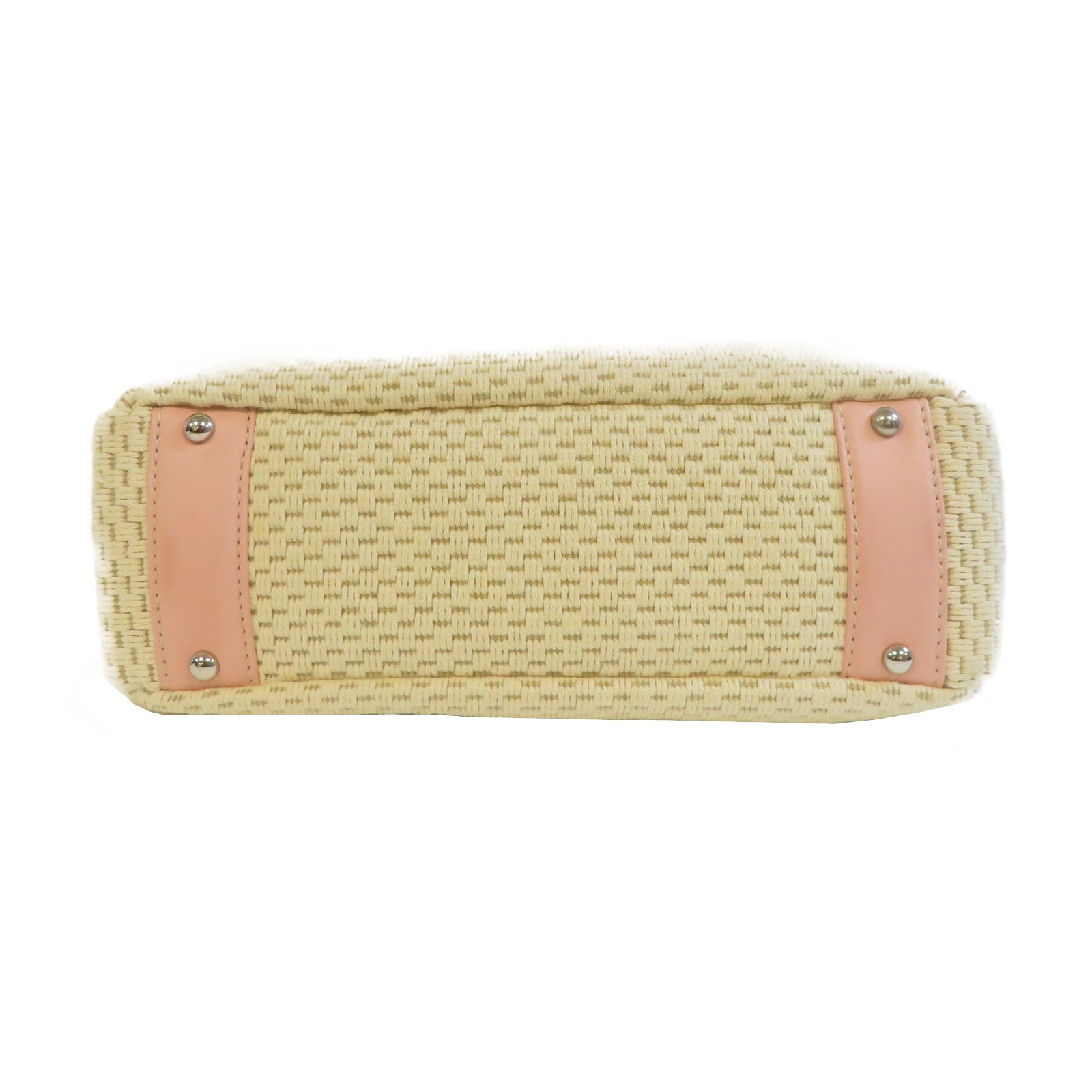 CHANEL 帆布Shoulder Bag銀扣肩背袋粉紅色/白色
