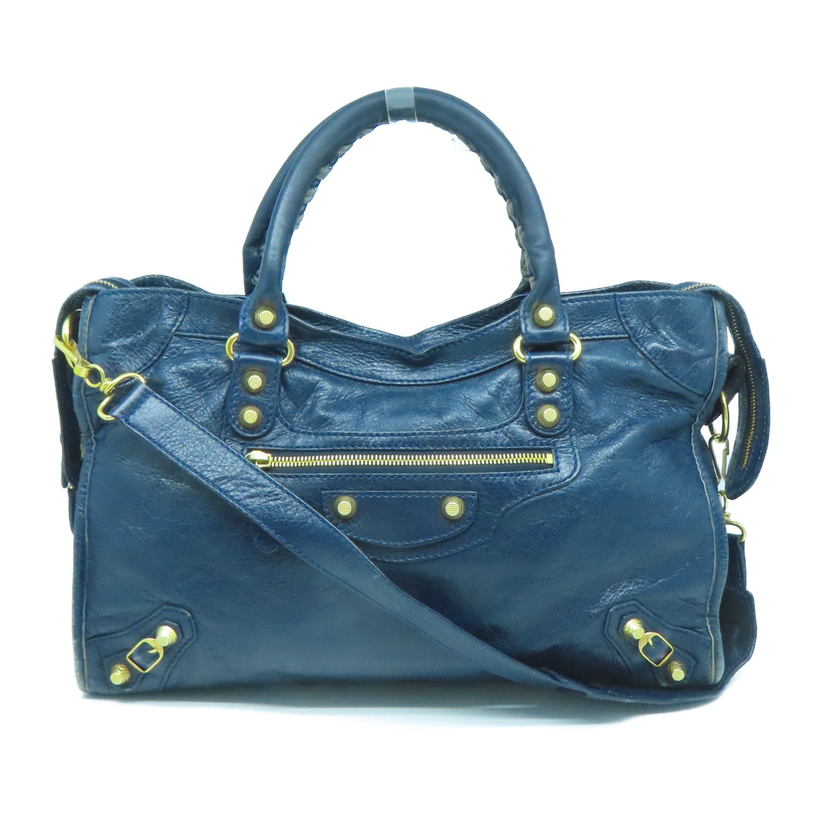 BALENCIAGA 【激減優惠】牛皮皮革Giant Bag金扣手挽肩背兩用袋藍色