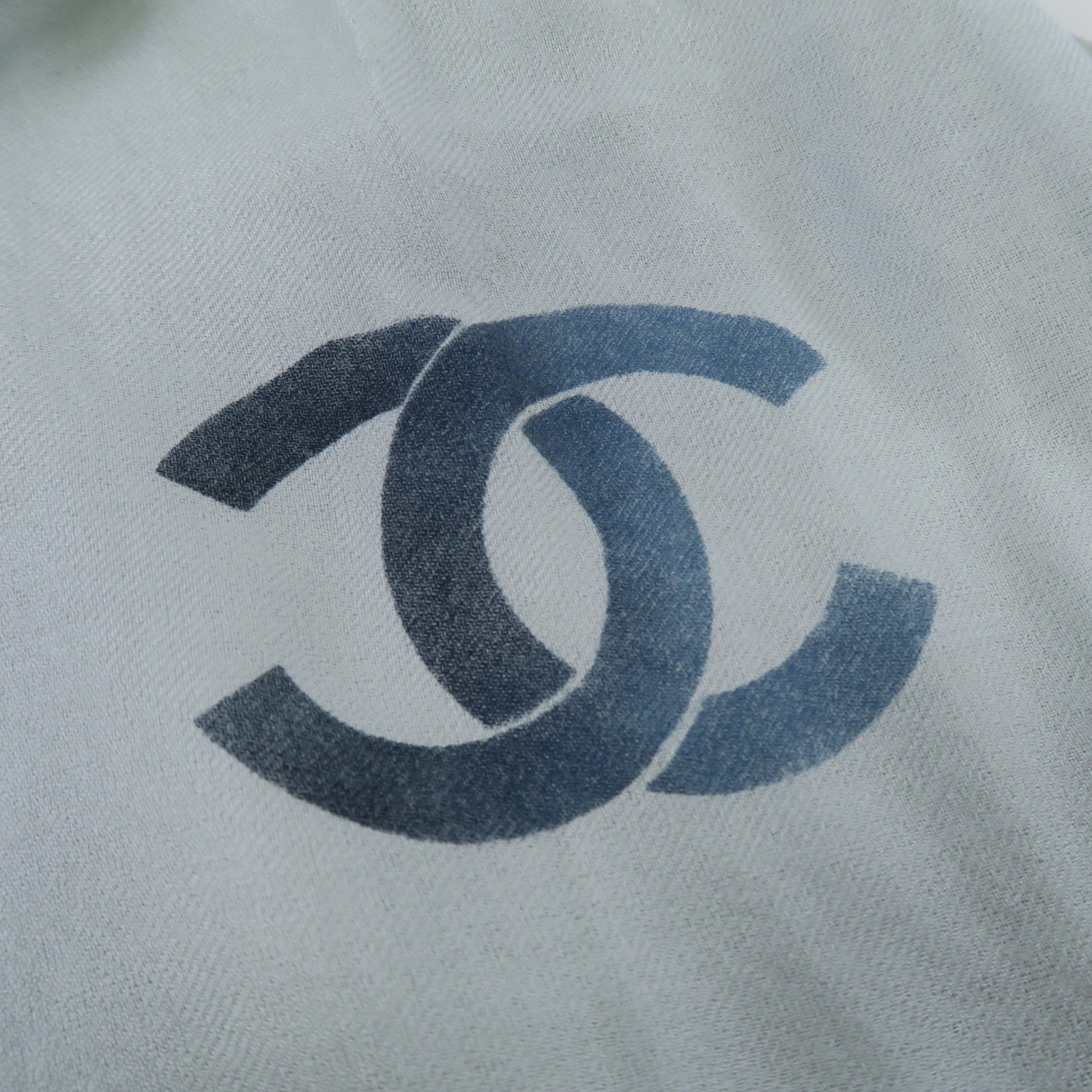 CHANEL 羊絨/絲質Scarf圍巾藍色