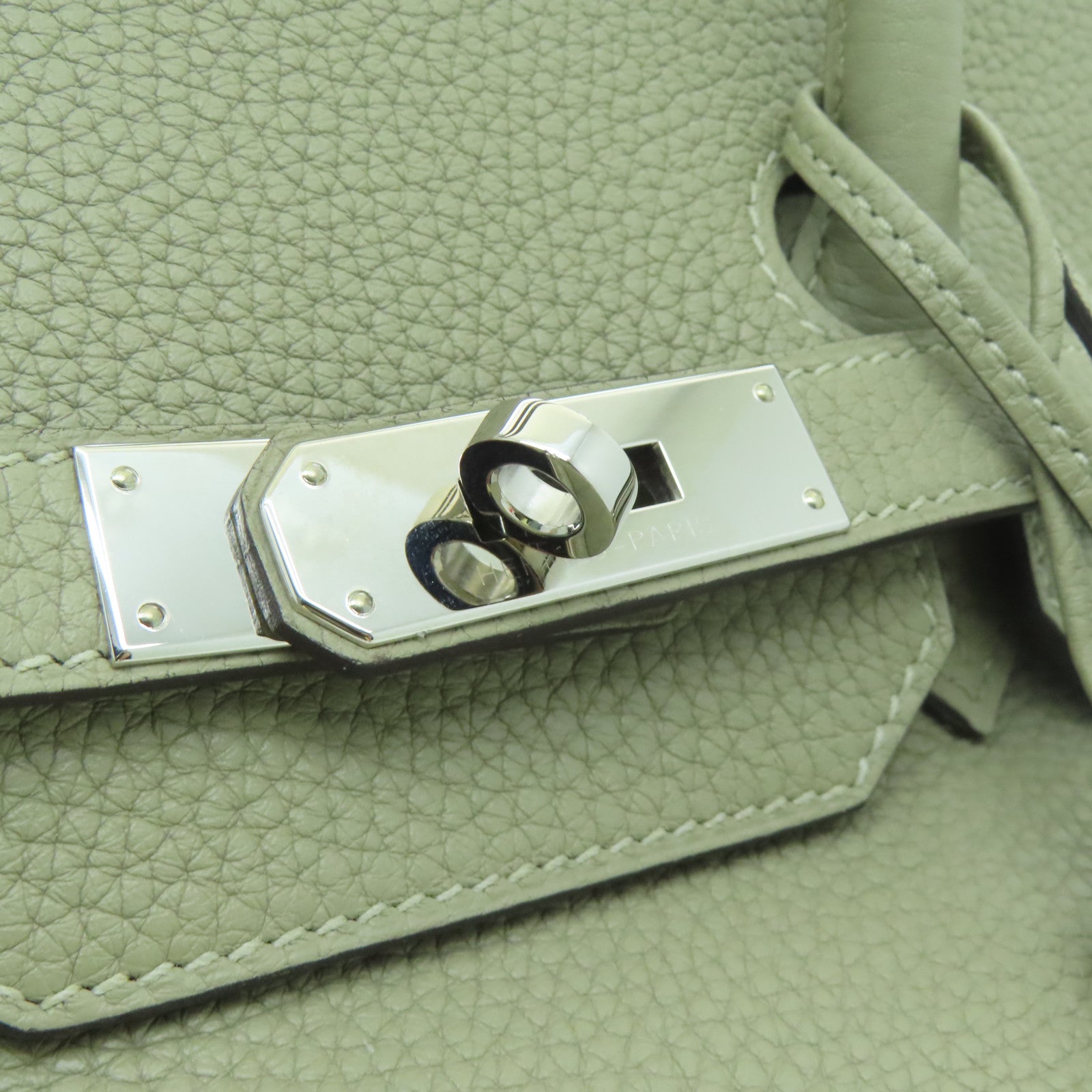 HERMES 【激減優惠】Clemence皮革Birkin 35銀扣手挽袋鼠尾草色