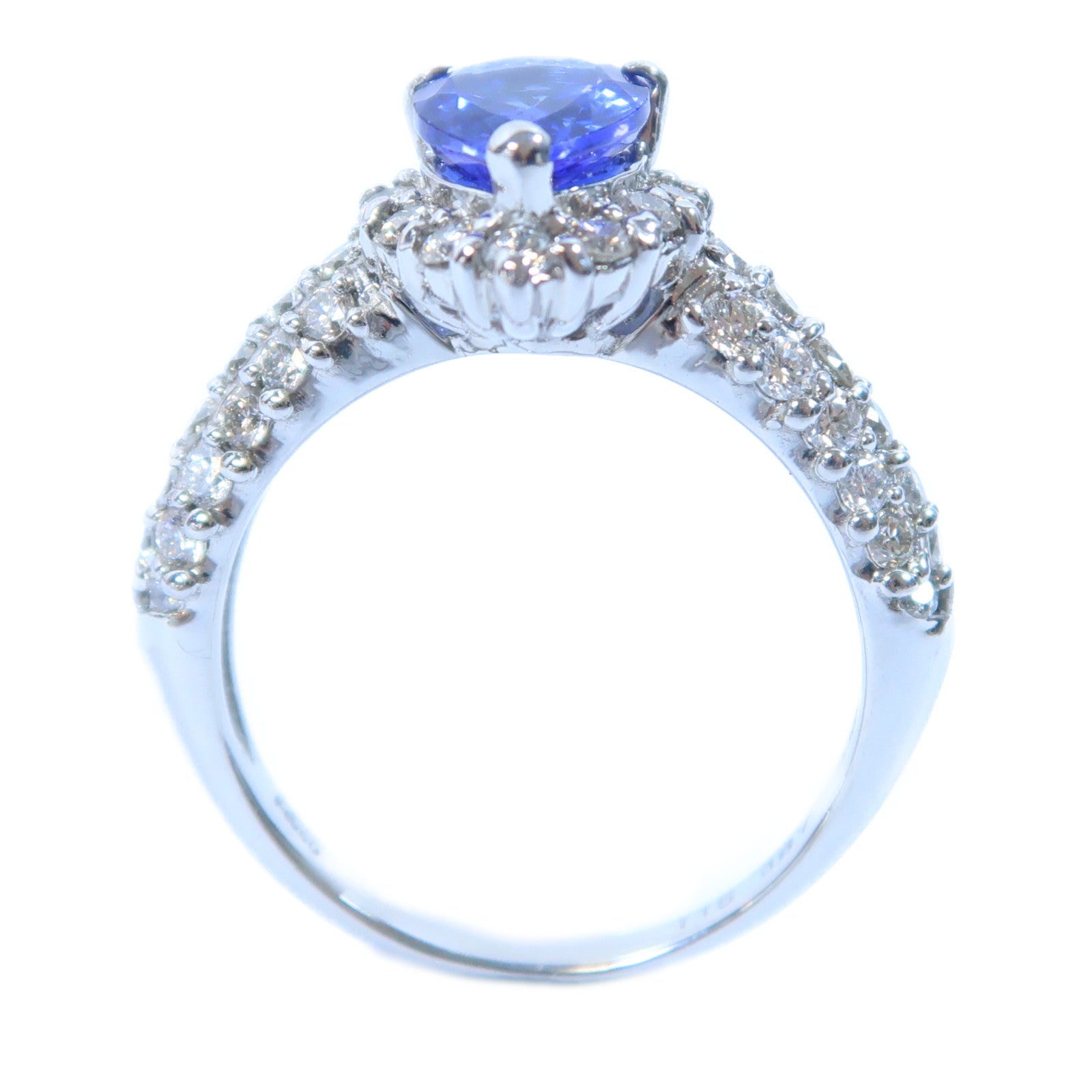 JEWELRY PT950鉑金Tanzanite Ring 1.15ct丹泉石/0.87ct鑽石戒指US#5.5