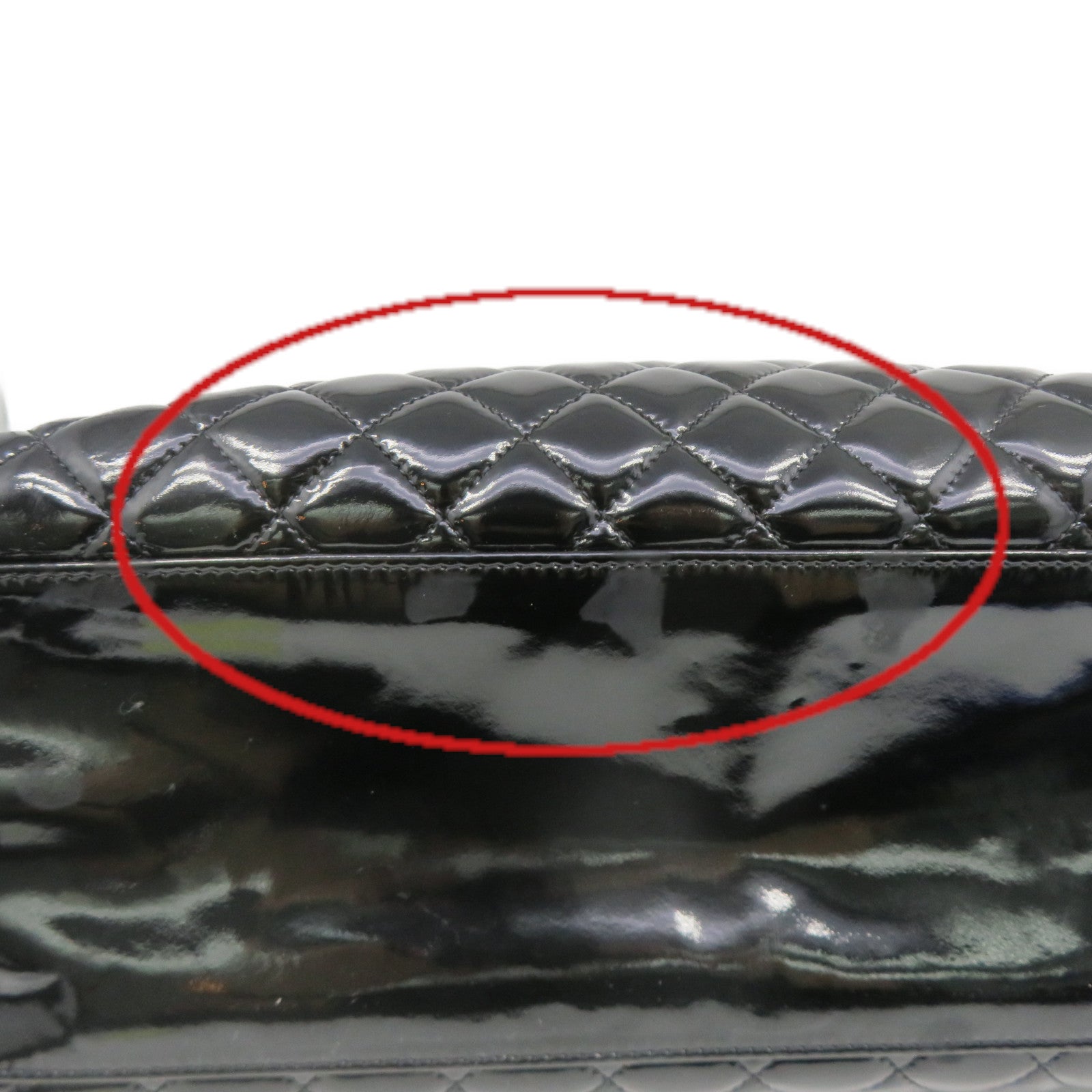 CHANEL 菱格漆皮皮革Chain Shoulder Bag银扣链带肩背袋黑色