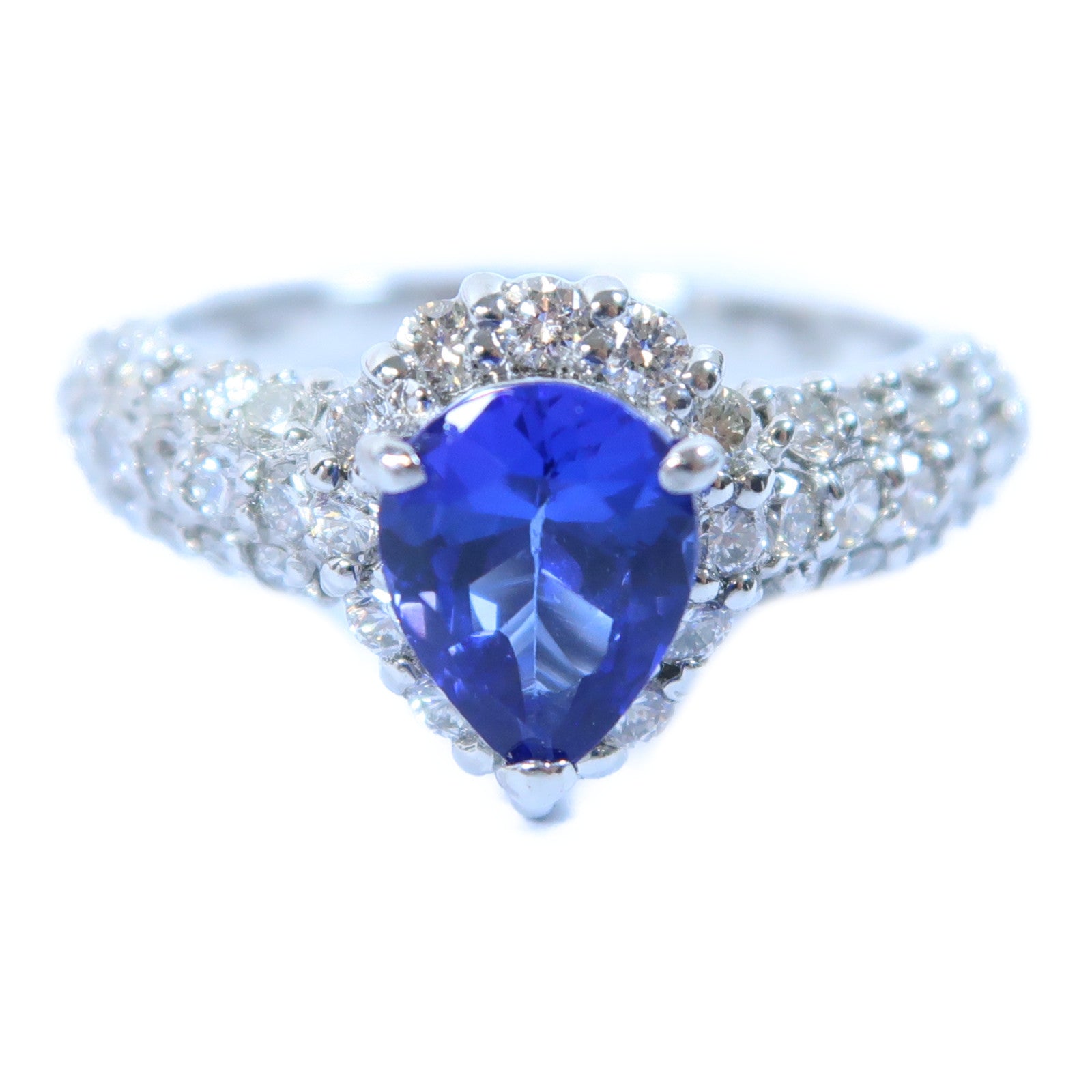 JEWELRY PT950鉑金Tanzanite Ring 1.15ct丹泉石/0.87ct鑽石戒指US#5.5