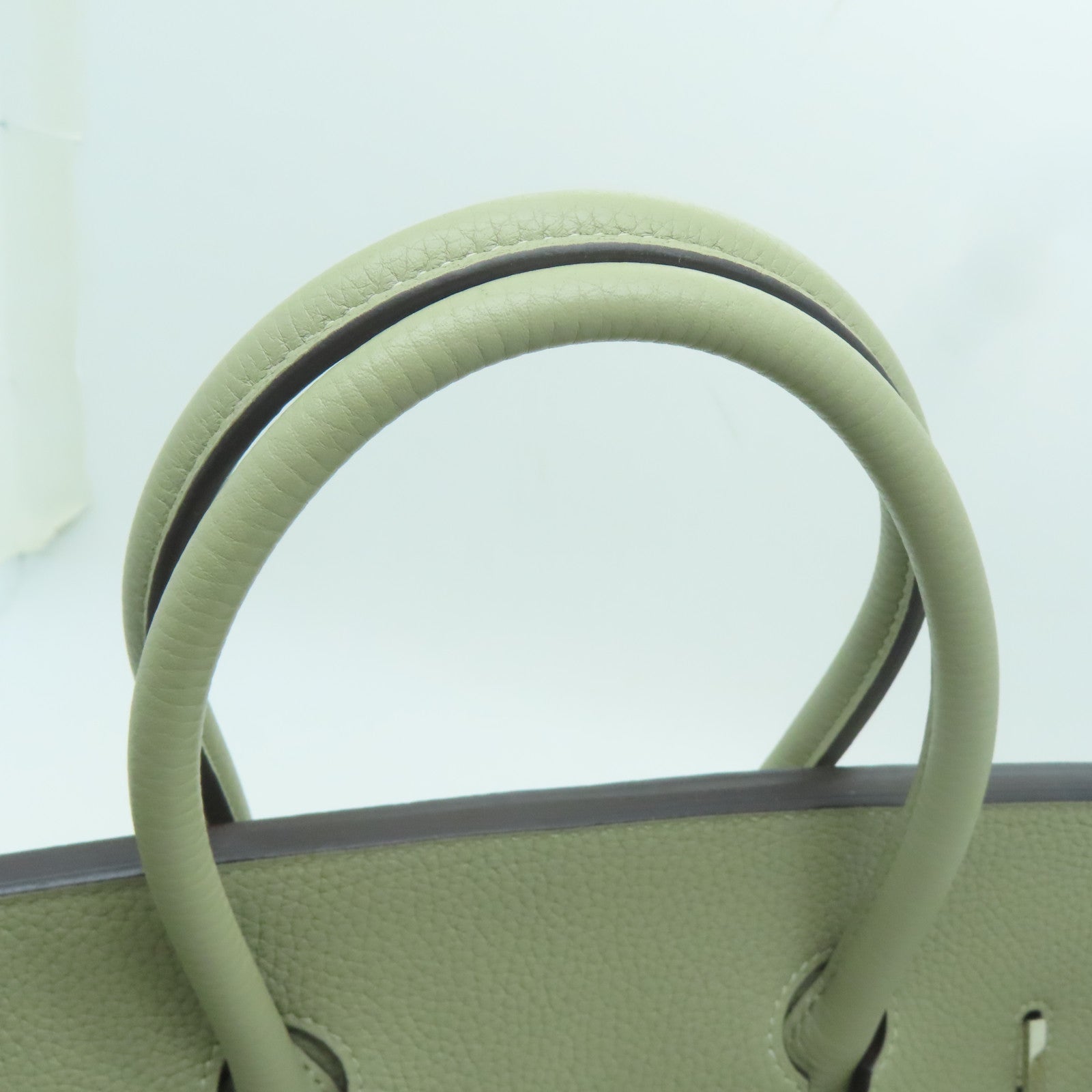 HERMES 【激減優惠】Clemence皮革Birkin 35銀扣手挽袋鼠尾草色