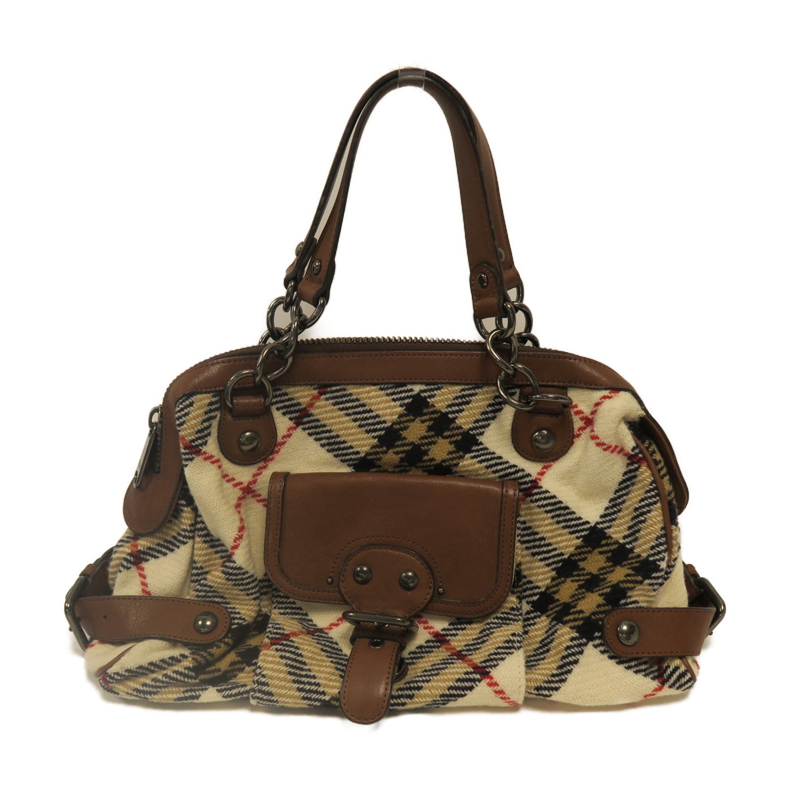 BURBERRY BLUE LABEL 帆布Shoulder Bag銀扣肩背袋啡色