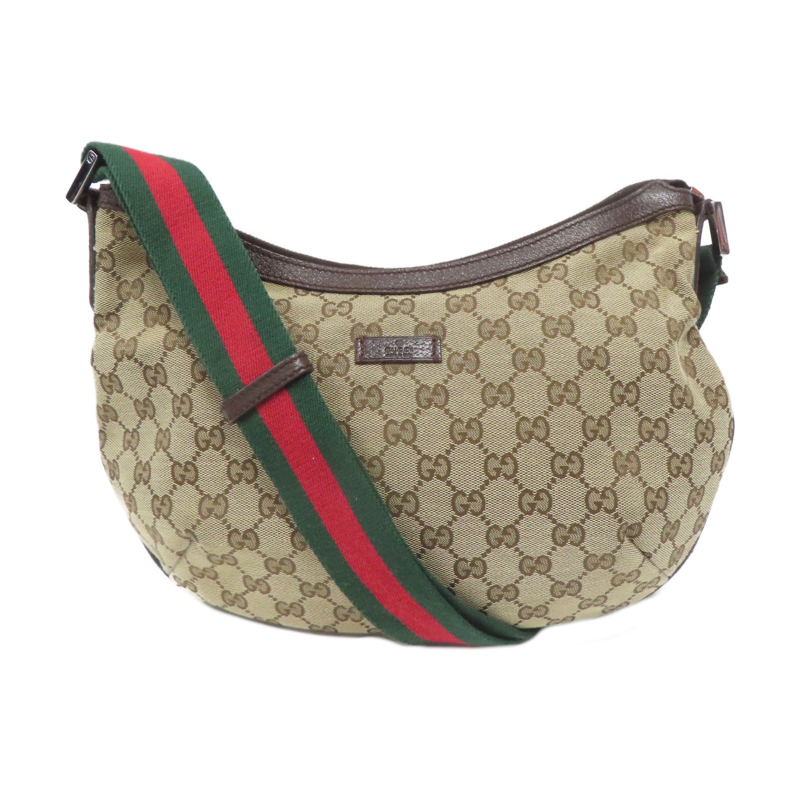 GUCCI 帆布Shoulder Bag銀扣肩背袋啡色