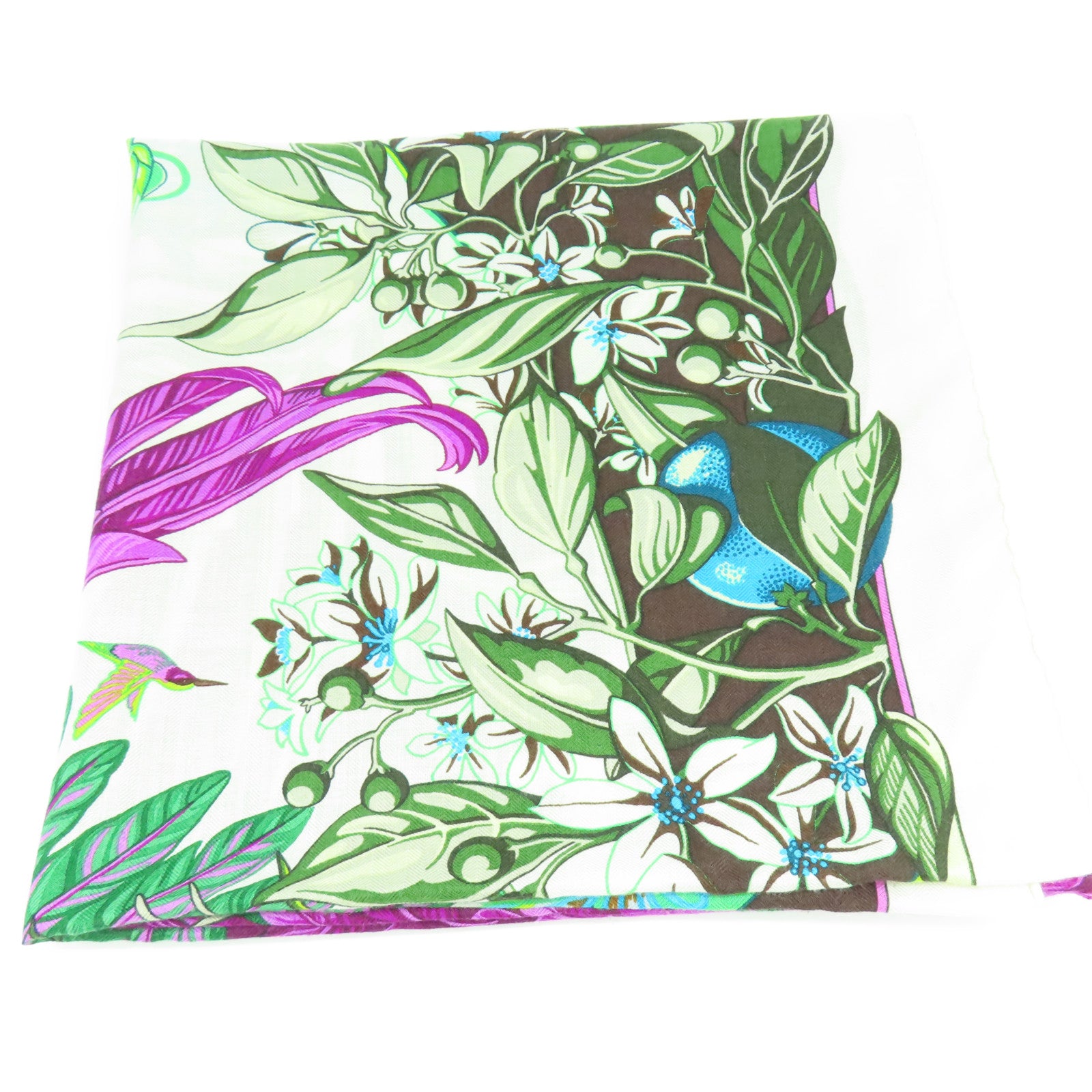 HERMES 【激減優惠】羊絨/絲質Stole披肩白色/綠色/紫色