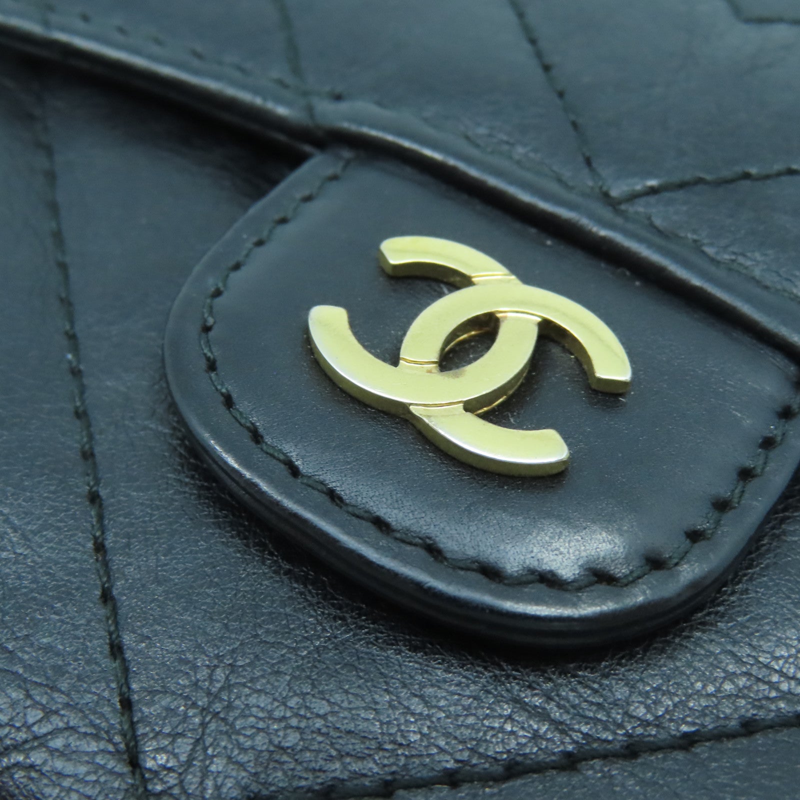 CHANEL 牛皮皮革Wallet金扣錢包黑色