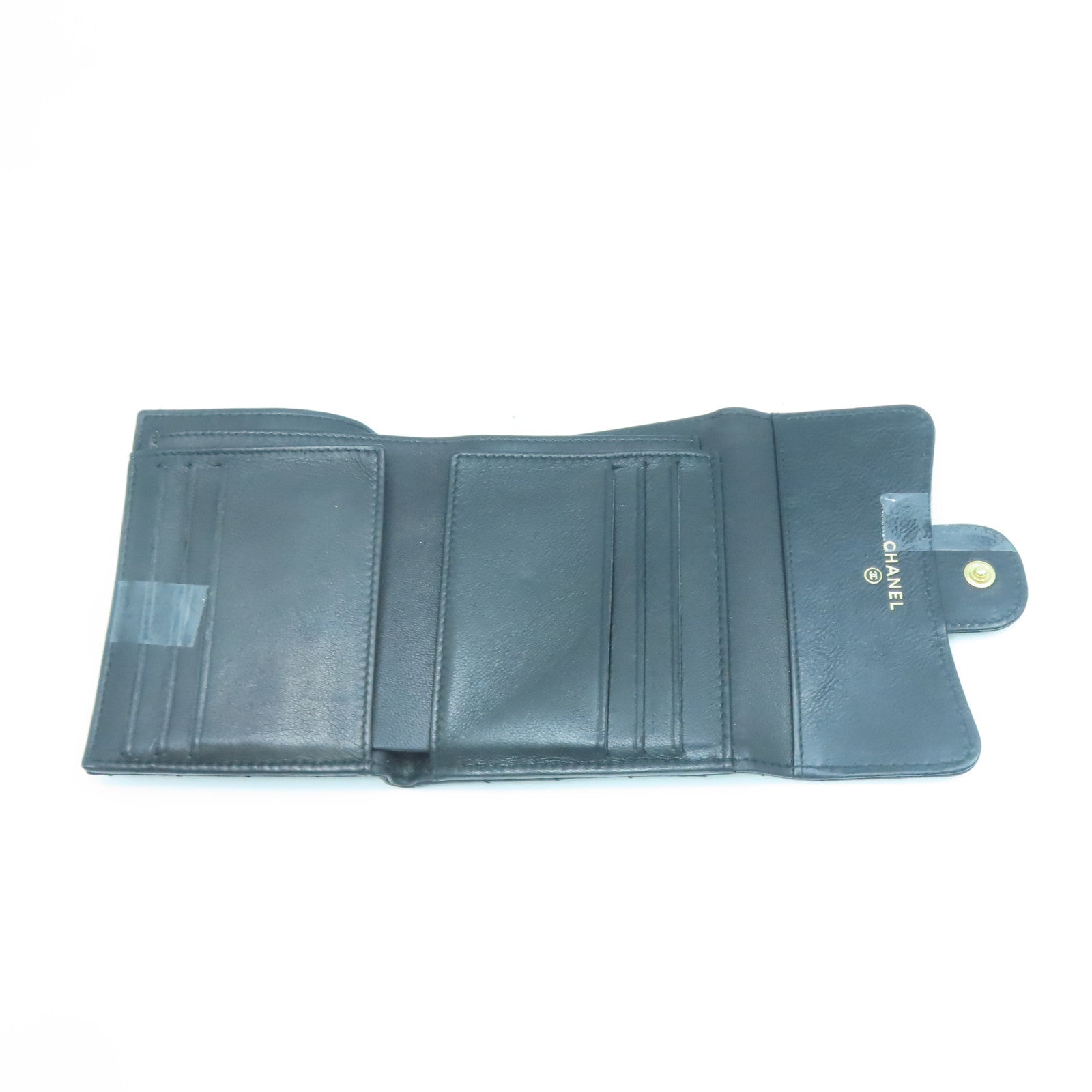 CHANEL 牛皮皮革Wallet金扣錢包黑色