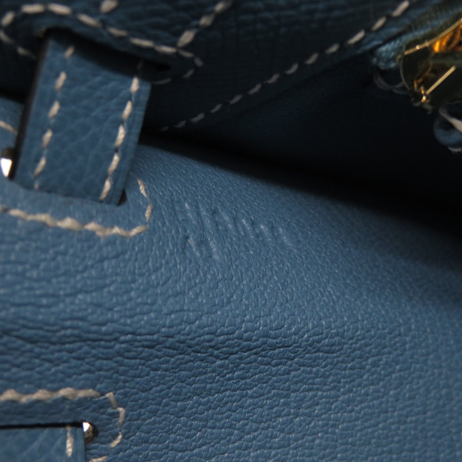 HERMES Epsom皮革Kelly 25金扣手挽肩背兩用袋New Bleu Jean新牛仔藍色