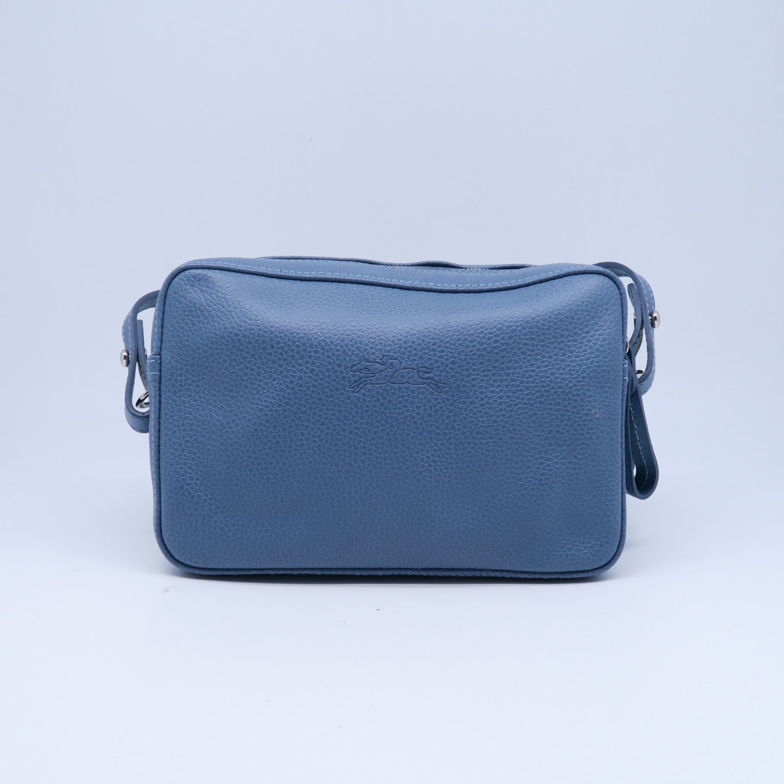 Longchamp 牛皮皮革Shoulder Bag銀扣肩背袋藍色