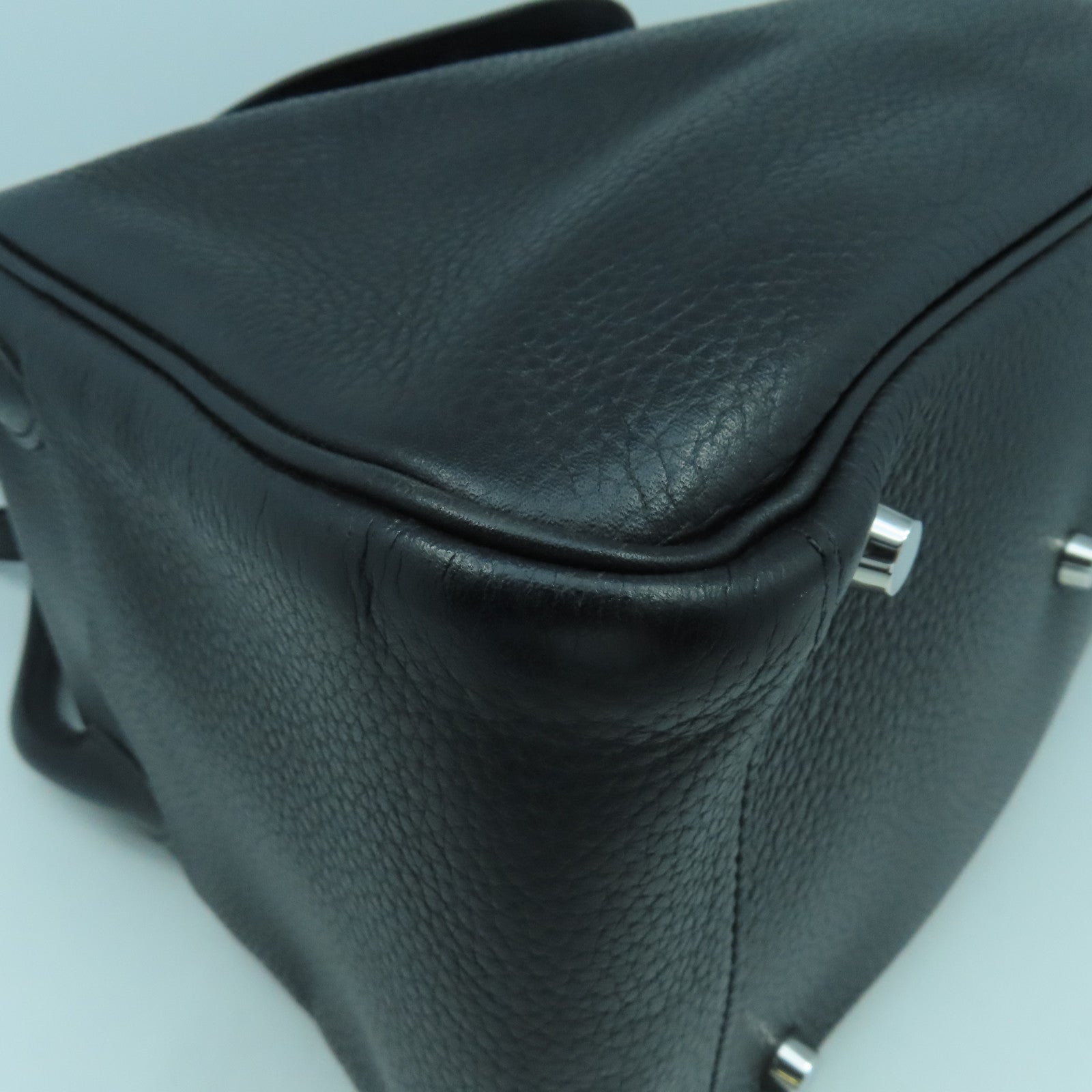 HERMES Clemence皮革Lindy 30銀扣手挽肩背兩用袋黑色