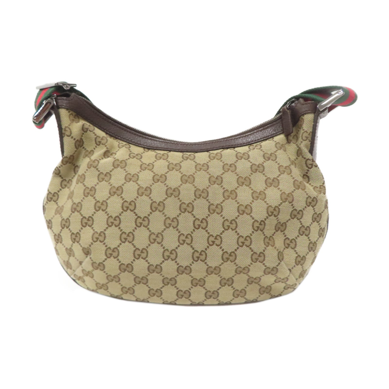GUCCI 帆布Shoulder Bag銀扣肩背袋啡色