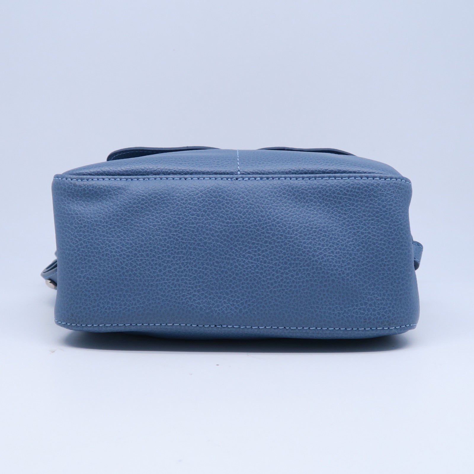 Longchamp 牛皮皮革Shoulder Bag銀扣肩背袋藍色