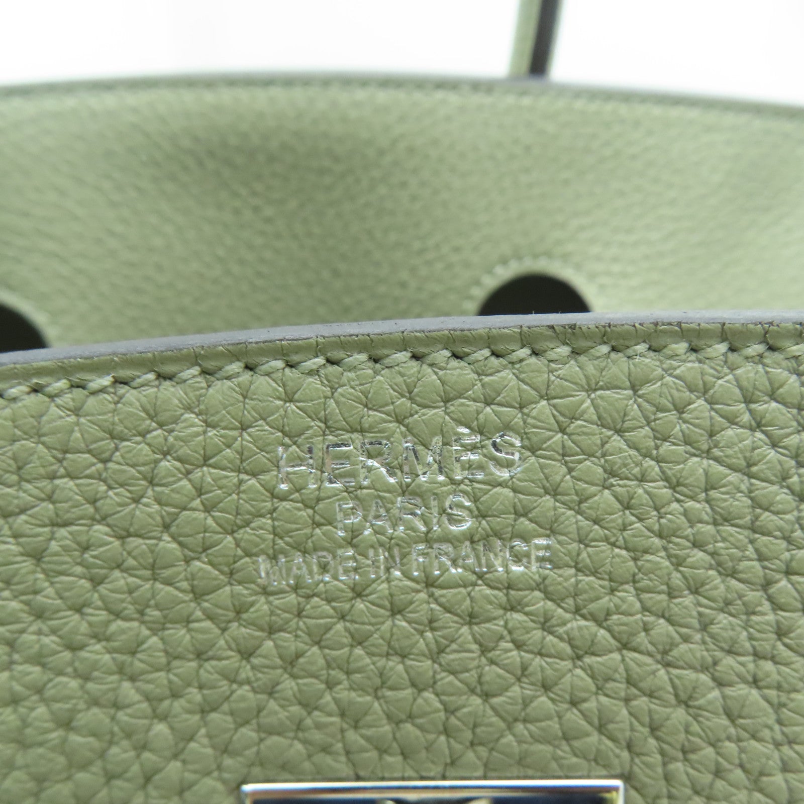 HERMES 【激減優惠】Clemence皮革Birkin 35銀扣手挽袋鼠尾草色